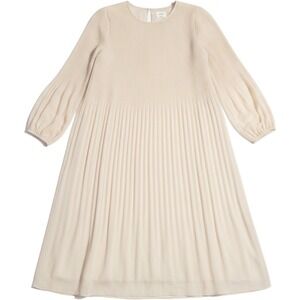 Wilfred Aritzia Pleated Mini Dress Cream Beige Long Balloon Sleeve Shift Small